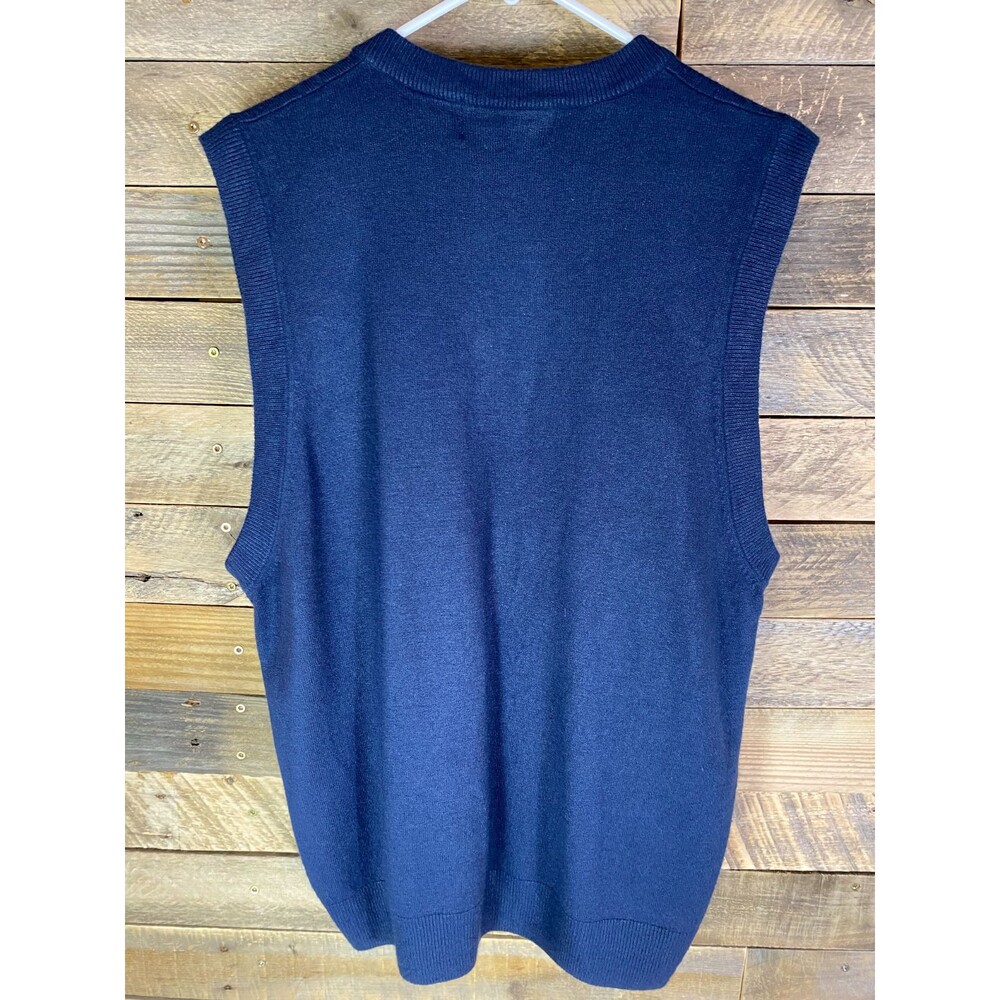 River Trader Mens Sz L Navy Blue Soft V-Neck Sleeveless Sweater Vest - Picture 5 of 9